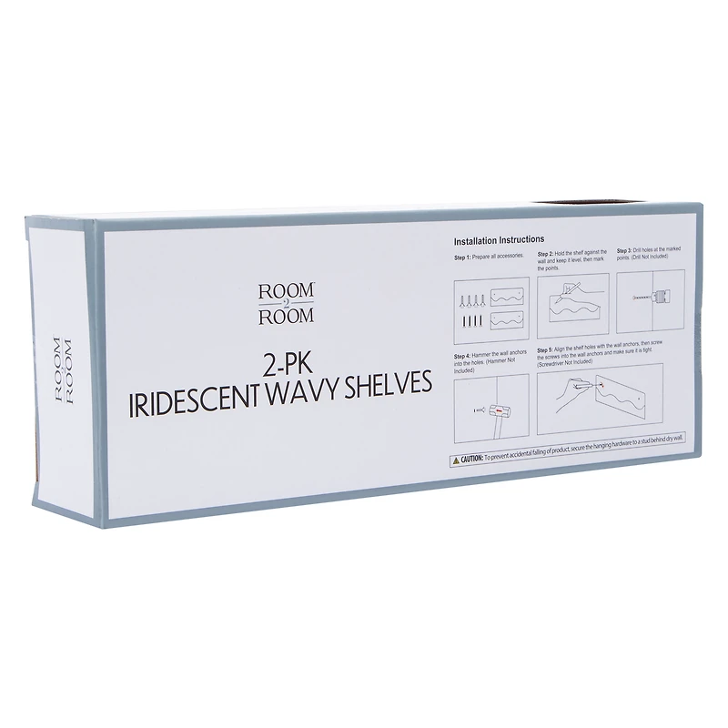Iridescent Wavy Floating Shelves 2-Count, 11.8in x 4.3in