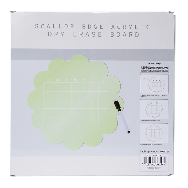 Scallop Edge Acrylic Dry Erase Board 11.61in