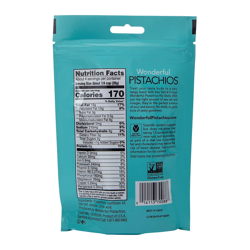 Wonderful® Sea Salt & Vinegar Pistachios, No Shells 3.75oz