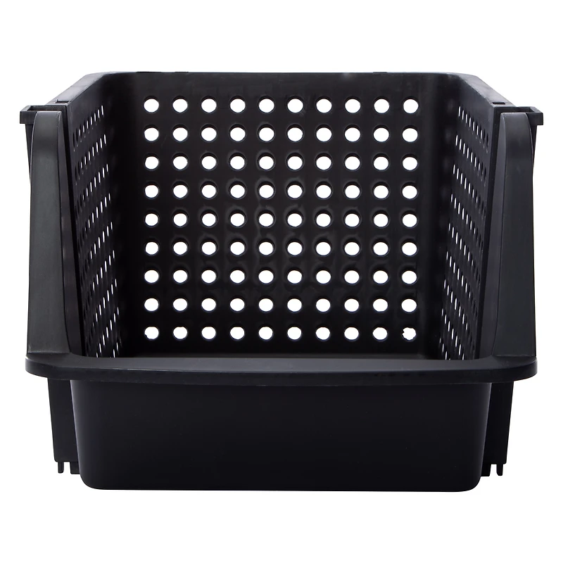 Large Stackable Plastic Storage Bin 13.58in x 11.42in