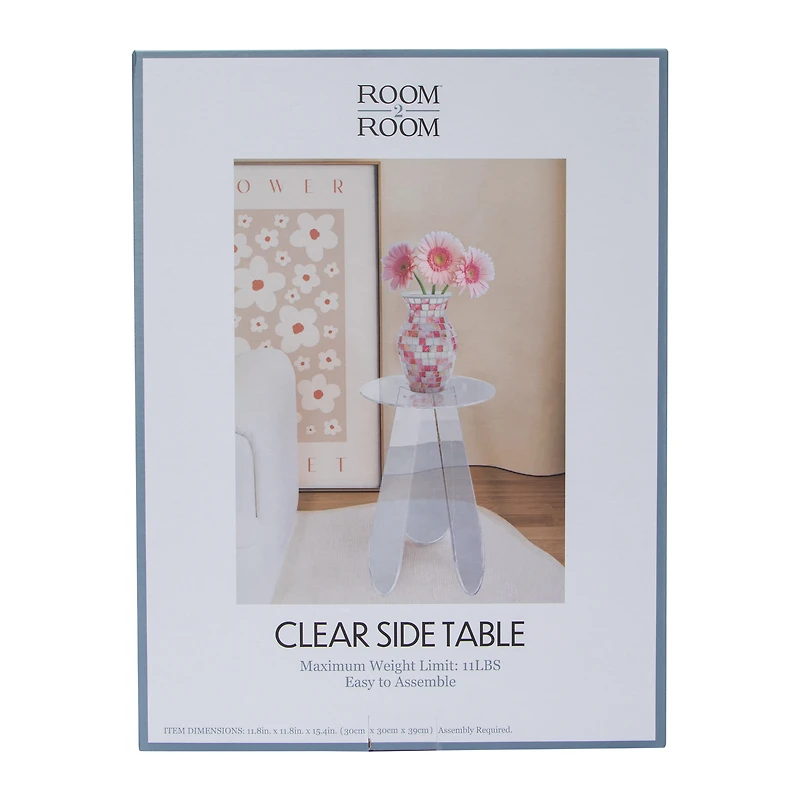 Clear Side Table 11.8in x 15.4in