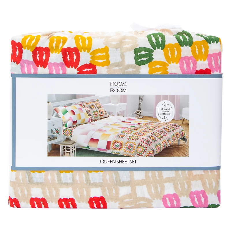 Mix & Match Pattern Queen Sheet Set 4-Piece