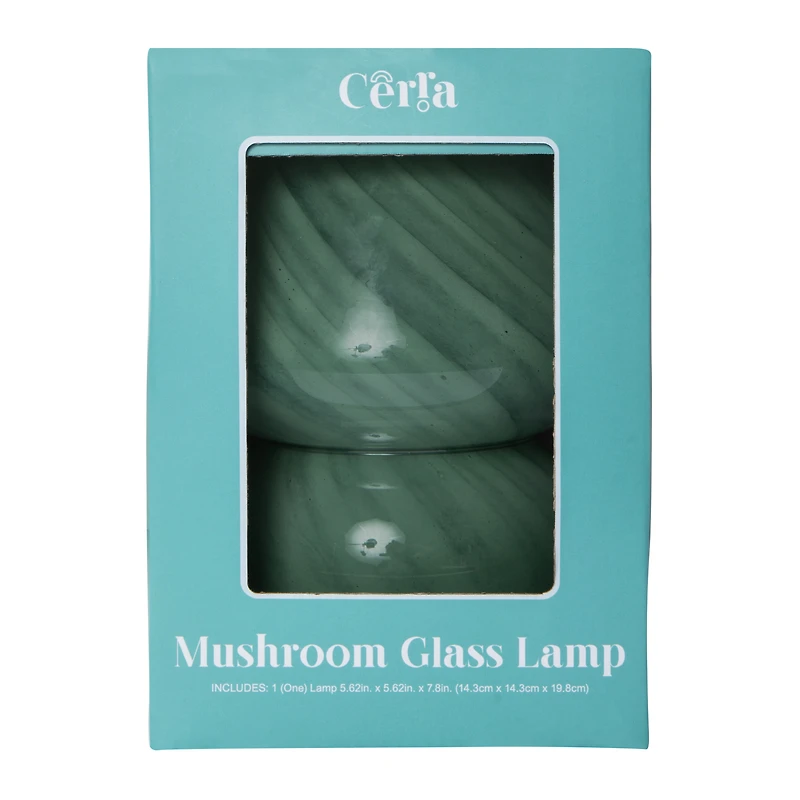Striped Mushroom Glass Lamp 5.62in x 7.8in