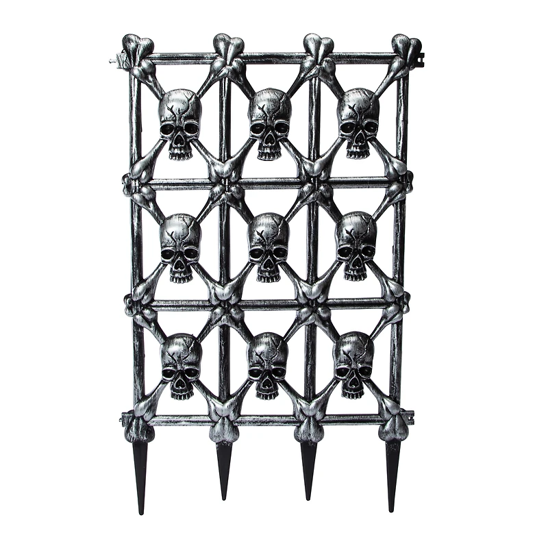 Skull Fence Halloween Decor 28.74in x 17.32in