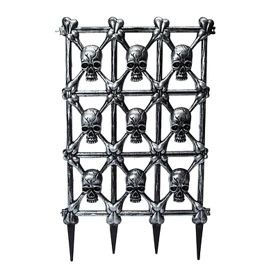 Skull Fence Halloween Decor 28.74in x 17.32in