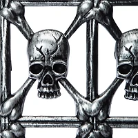 Skull Fence Halloween Decor 28.74in x 17.32in
