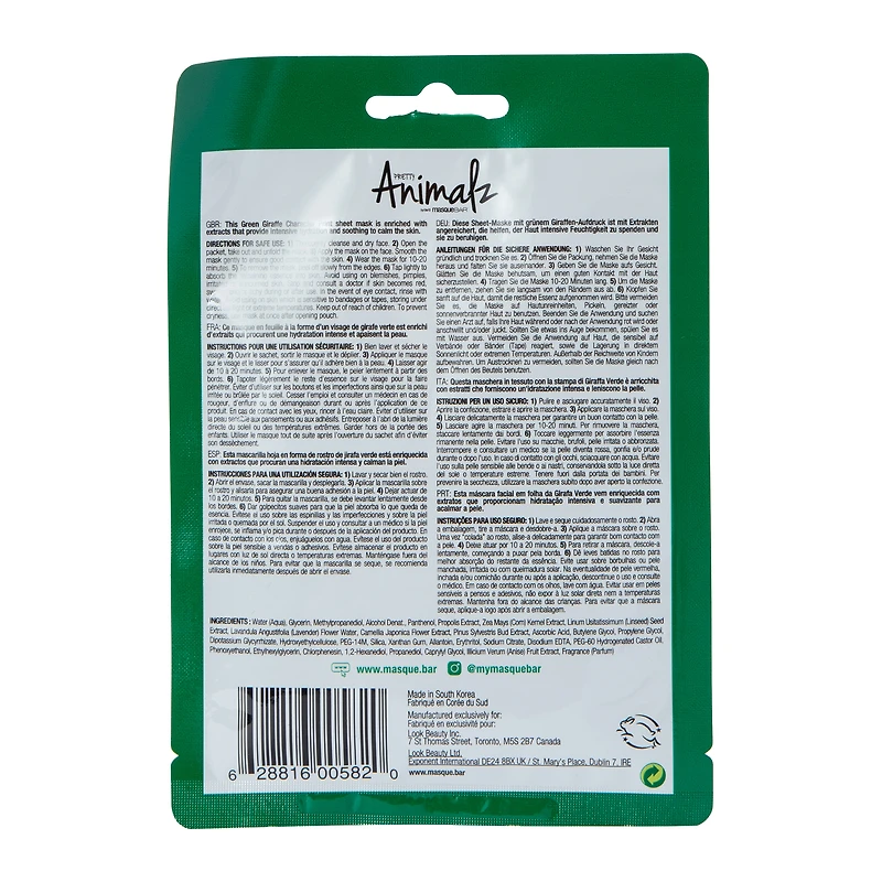 Masque BAR™ Pretty Animalz Green Giraffe Calming Sheet Mask 0.71oz