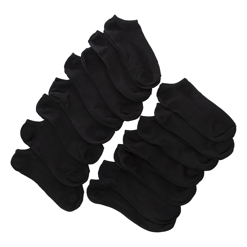 Ladies Solid Black Low Cut Socks 15-Pack