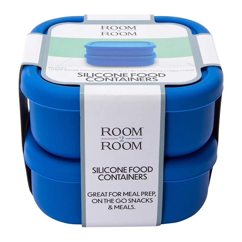2-Count Square Silicone Food Containers  5.4in x 2.3in