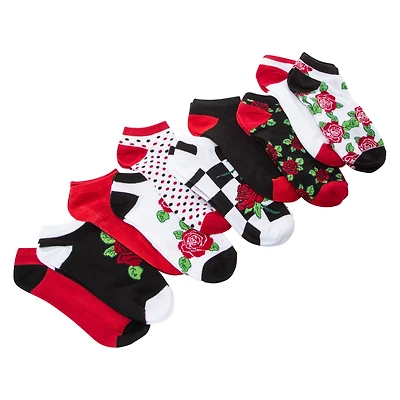 Ladies Assorted Rose Low-Cut Socks 10-Pack