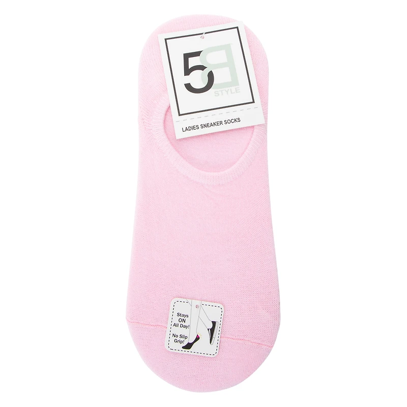 Ladies Solid Sneaker No-Show Socks 5-Pack