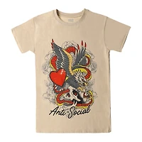 'Anti-Social' Heart & Skull Graphic Tee