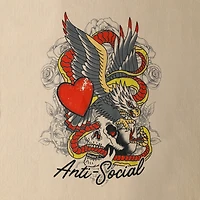 'Anti-Social' Heart & Skull Graphic Tee