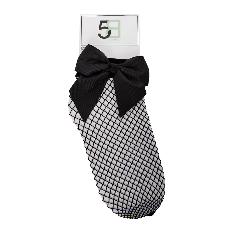 Ladies Bow Fishnet Anklet Socks