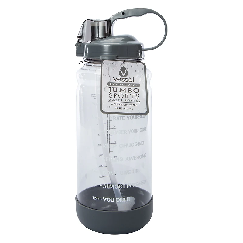 Jumbo Motivational Sports Water Bottle 64oz