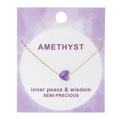 Semi-Precious Heart Stone Pendant Necklace
