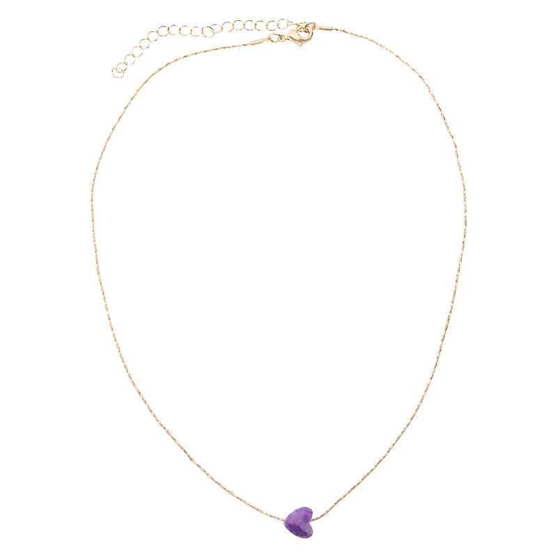 Semi-Precious Heart Stone Pendant Necklace
