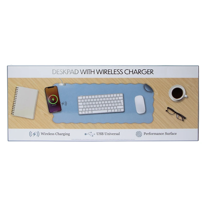 Deskpad With Wireless Charger 23.69in x 9.37in