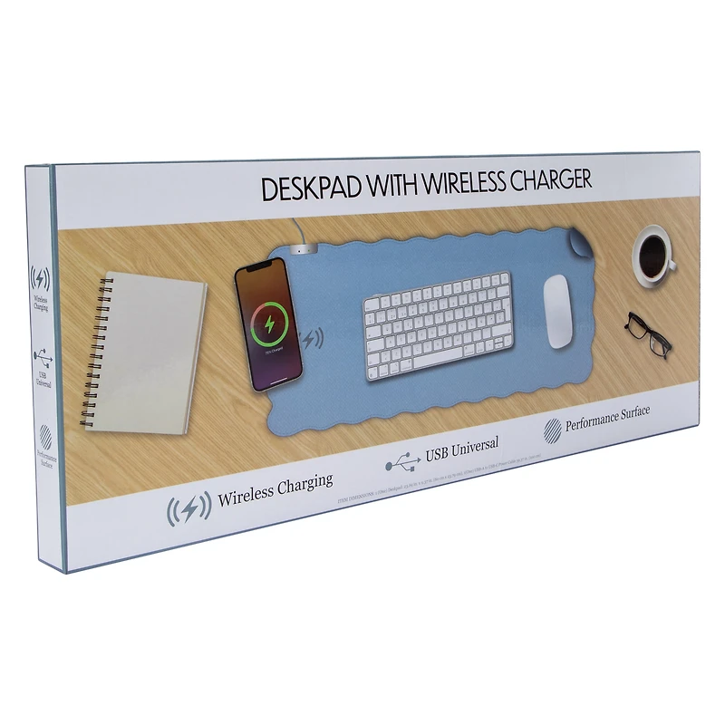 Deskpad With Wireless Charger 23.69in x 9.37in
