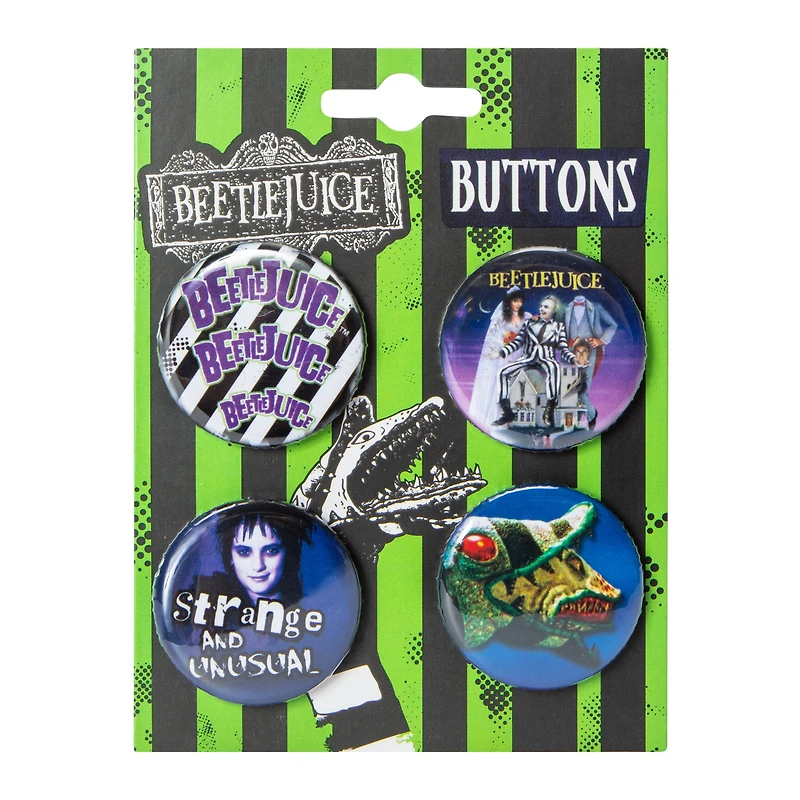 Halloween Character Button Pins 4-Count