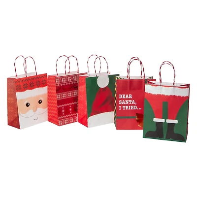 Medium Christmas Kraft Bags 5-Count