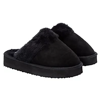 Ladies Faux Fur-Lined Platform Mule Slippers