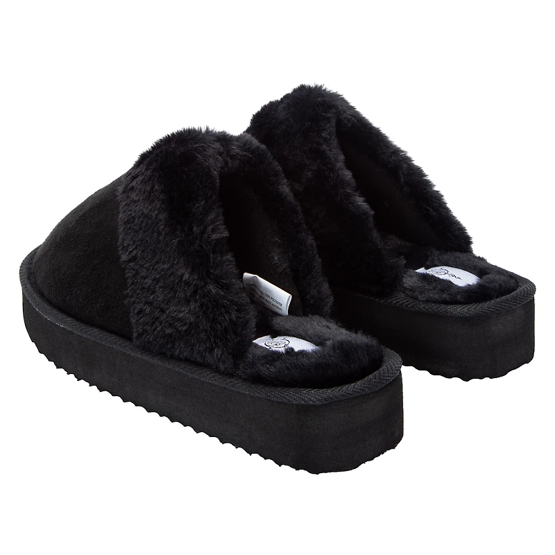 Ladies Faux Fur-Lined Platform Mule Slippers