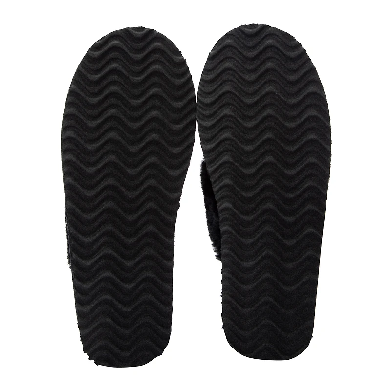 Ladies Faux Fur-Lined Platform Mule Slippers
