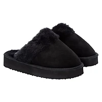 Ladies Faux Fur-Lined Platform Mule Slippers