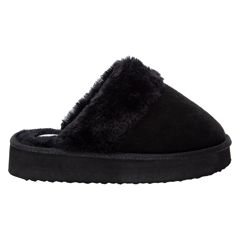 Ladies Faux Fur-Lined Platform Mule Slippers