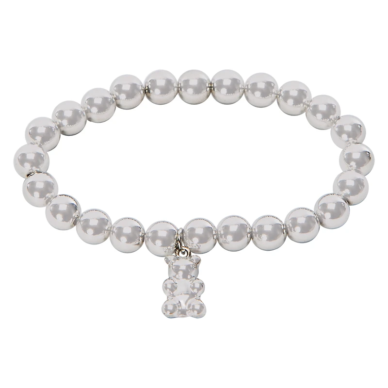 Silver Beaded Bear Bracelet