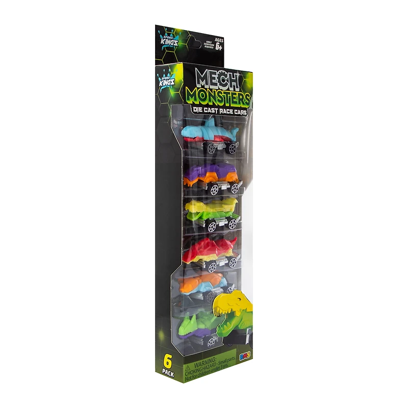 Speed Kingz Mech Monsters Die Cast Race Cars 6-Count