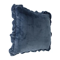 Navy Ruffle Throw Pillow 16in x 16in