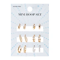 Mini Hoop Earrings Set, 6 Pairs