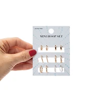 Mini Hoop Earrings Set, 6 Pairs