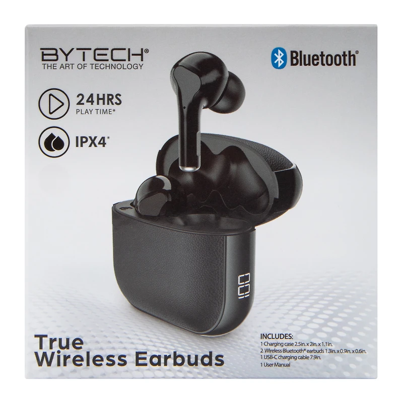24-Hour True Wireless Earbuds With Mic & Case