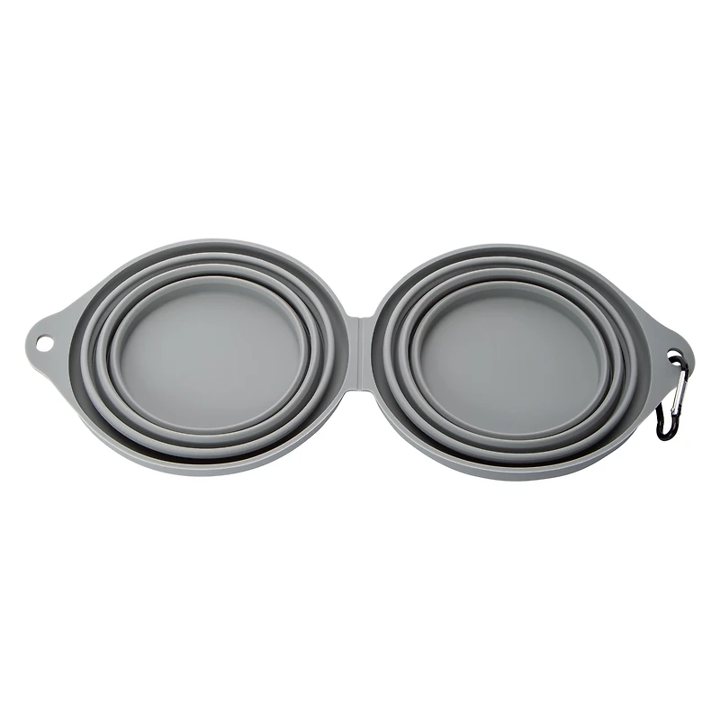 Collapsible Silicone Double Diner Travel Pet Bowls