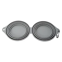 Collapsible Silicone Double Diner Travel Pet Bowls
