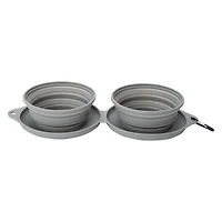 Collapsible Silicone Double Diner Travel Pet Bowls