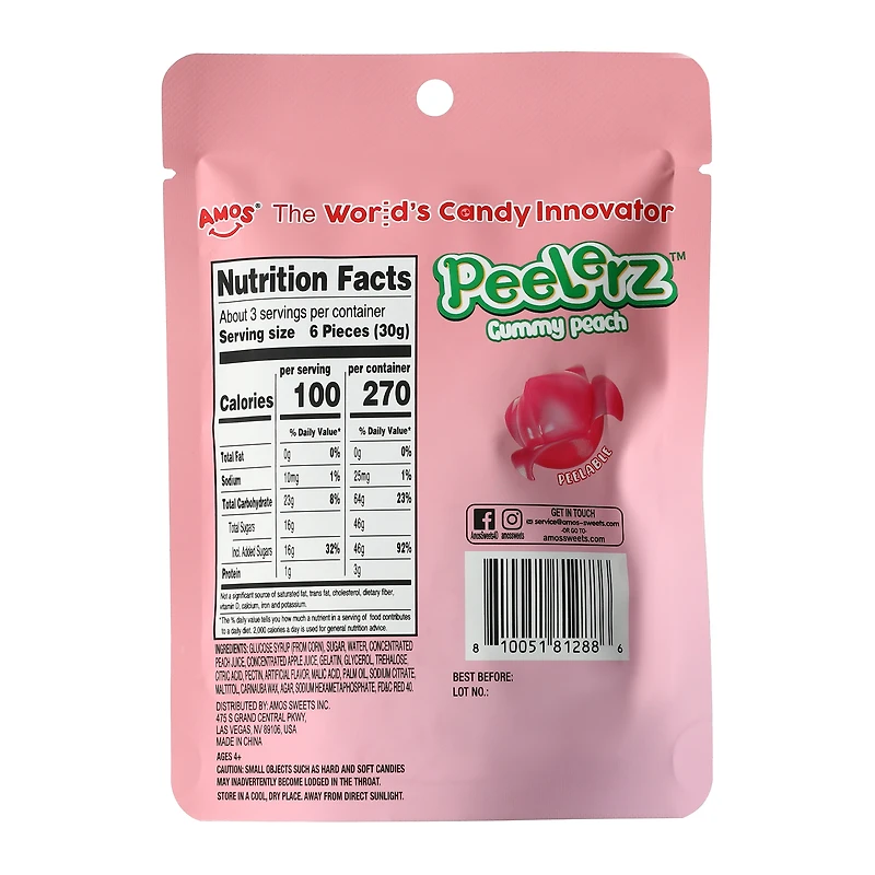 Peelerz™ Gummy Peach Candy 3oz