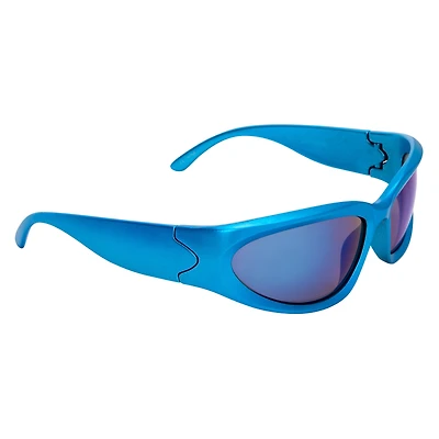 Ladies Metallic Mirror Sports Wrap Sunglasses