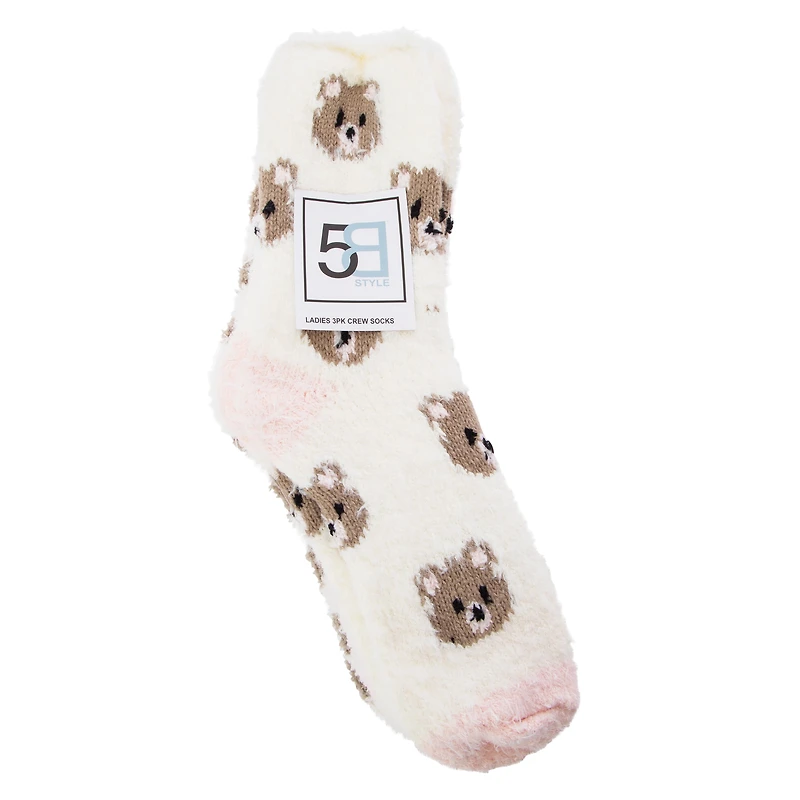 3-Pack Ladies Cozy Crew Socks