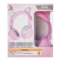 LED Light-Up Panda Ear Wired Headphones With Mic