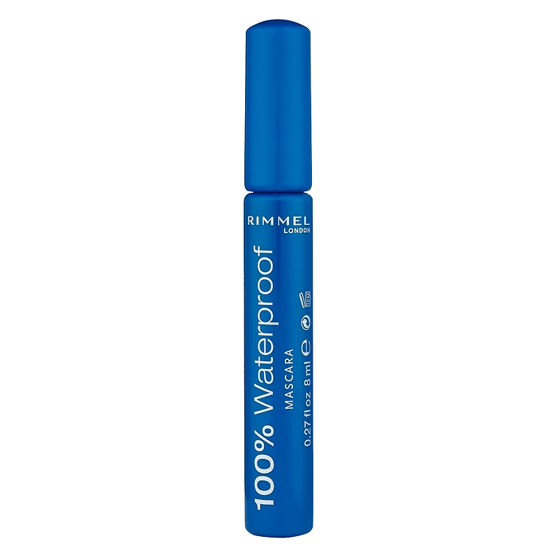 Rimmel London 100% Waterproof Mascara, 001 Black Black, 2 -Pack