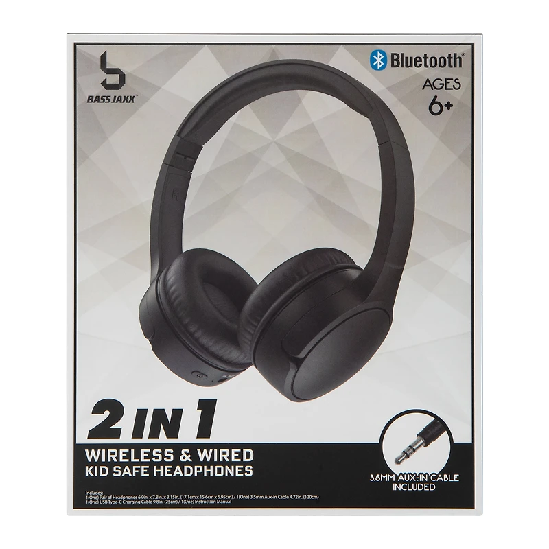 2-in-1 Wireless & Wired Bluetooth® Kid-Safe Headphones With Mic