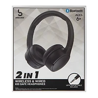 2-in-1 Wireless & Wired Bluetooth® Kid-Safe Headphones With Mic