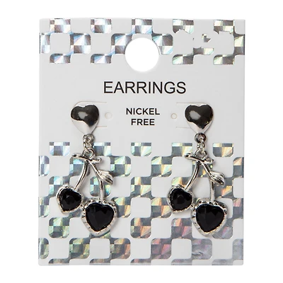 Black Cherry Heart Earrings