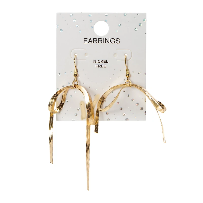 Gold Bow Dangle Earrings