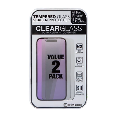 iPhone 16 Plus® HD Clarity Tempered Glass 2-Pack