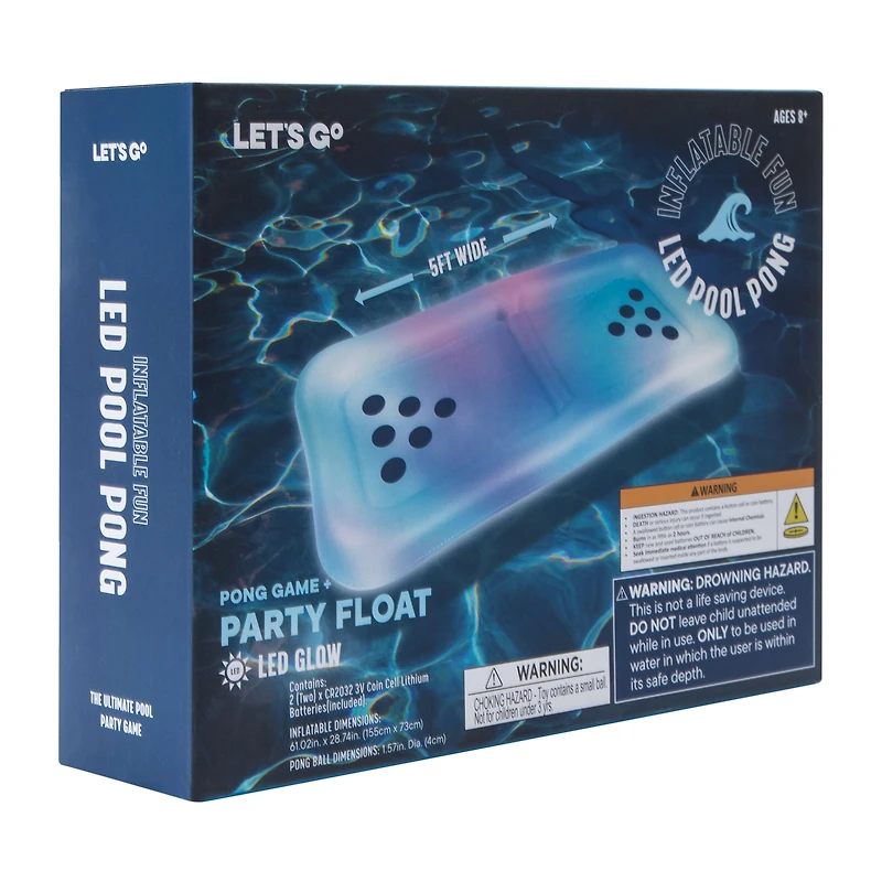 LED Pool Pong Party Float 61in x 28in